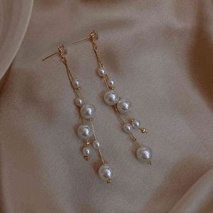 Korean Version East Gate S925 Silver Needle Pearl Earrings Long Tassel Minority Fashion Women