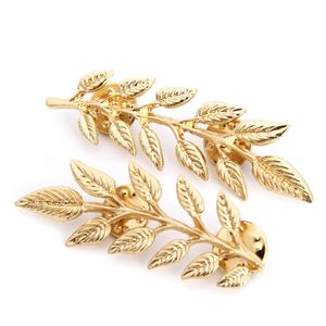 Pins, Brooches 1 Pair Vintage Wheat Leaf Branch Gold Silver Plated Neck Tip Brooch Collar Pin C1FE