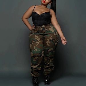 Plus Größe Hosen 4xl 5xl Camouflage Print Für Frauen Fett Hohe Taille Mode Abend Nacht Club Tragen Hosen