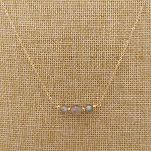 Labradorite Moonstone Necklace Round Natural Stone 14K Gold Filled Choker Charms Pendants BOHO Women Gift Collier Femme Chains