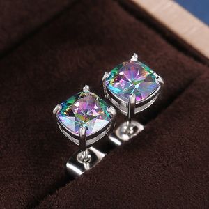 Crystal Earrings Green Cubic Zircon Diamond Stud Earrings for Women Valentine's Gift Fashion Jewelry Will and Sandy