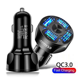 35W 7A Fast Quick Cell Phone Car Chargers QC3.0 4 USb 3 Ports Vehicle Car Charger Power Adapter For Iphone 7 8 11 12 13 14 15 Samsung s10 s20 htc Tablet PC Mp3