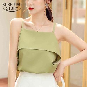 Mode Kvinnor Blusar Sexiga Ärmlös Tank Toppar Chiffon Blouse StreetWear Solid Blusas Vintage Off Shoulder Topp 9337 50 210508