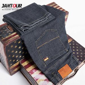 Jeans da uomo estivi di marca Pantaloni larghi in cotone a gamba larga Pantaloni classici a vita alta Retro Pantaloni blu grigio Uomo Taglia grande 35 40 42 44 210622