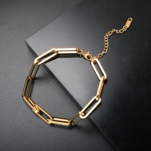 Link, Chain ZMFashion Paperclip Cuban Bracelet For Women Men Stainless Steel Rectangle Link Bracelets Anklet Jewelry Wholesale Gift