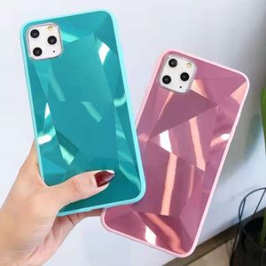 Pure Color Diamond Pattern Phone Cases TPU+PC+Acrylic Mobile Phones Case Cover For iPhone 12 Mini 11 Pro Max X Xs Xr 7 8 6S Plus Samsung S20FE S21 A52 A72