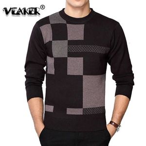 Vinter pullovers män märke kläder 2019 ny höst balck checked ull tröja mode casual affärer dra jumper man stickare y0907