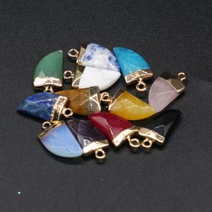 Doğal Taş Charms Bıçak Şekli Boncuk Kolye Gül Kuvars Şifa Reiki Kristal Bulma Için DIY Kolye Kadınlar Moda Takı 10x22mm