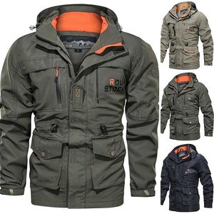 Men's Bomber Jacker Militar Tactical Outwear Outono Inverno Multi Bolso Impermeável Casacos 211110