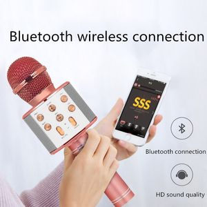 Bluetooth Wireless Audio Microfone Alto-falante Handheld Karaoke Mic USB Mini Home KTV