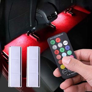車内アンビエントライトストリップ充電ポータブルRGB自動雰囲気LED USBワイヤレスリモートミュージックコントロール装飾ランプ