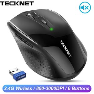 Tecknet Sessiz Fare 2.4 GHz Kablosuz Fare USB Ergonomik Optik Bilgisayar Fareler 3000 DPI Kablosuz Gürültüsüz Fare Laptop PC LJ200930