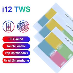 Inpods 12 Macarrão TWS Bluetooth Fones de ouvido I12 Cor Fone de Ouvido BT5.0 Fios Sem Fio In-Ear Touch Earbuds