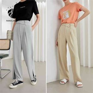 FANSILANEN Office Lady Drape Wide-Leg Pant Summer Cienki High-Waist Garnitur Luźny Dorywczo 210915