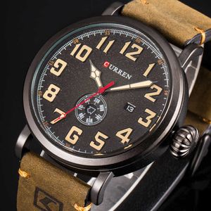 Curren Mode Män Klock Casual Business Armbandsur Datum Vecka Quartz Äkta Läderrem Male Clock Montre Homme Reloj Hombe Q0524