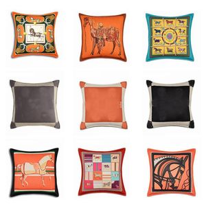 Cushion/Decorative Pillow Velvet Fabric French Luxury Orange Style Horse Home Sofa Cushion Cover Pillowcase Without Core Living Room Bedroom