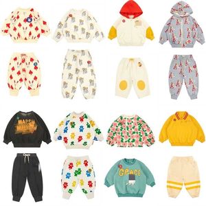 Barnkläder set småbarn pojkar höst spädbarn casual kläder set koreanska märke baby flickor outfit glass tröja byxor 211021