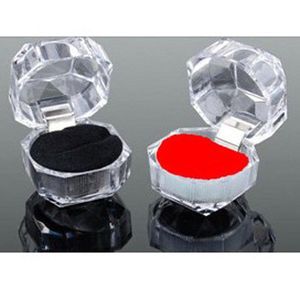 2022 Nya 20st Ringar Box Smycken Rensa Akryl Bröllop Gift Ring Stud Dust Plug