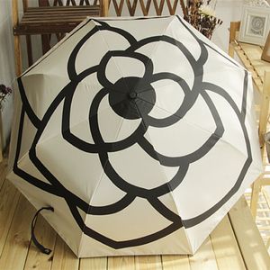 Высококачественные брендовые автоматические зонты Camellia от дождя для женщин и мужчин, складные УФ-солнце, прозрачные зонты от солнца 2185