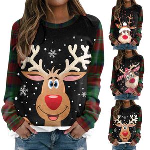 Moda damska Wesołych Świąt Boże Narodzenie Pulowce z długim rękawem Bluza z kapturem Casual Pullover Feminino Inverno Molet Navidad Y1118