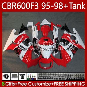 Łóżka + zbiornik dla Honda CBR 600 600F3 CBR600 F3 FS CC 1997 1998 1995 1996 Body Red BLK White 64No.116 CBR600F3 600CC 600FS 97-98 CBR600-F3 CBR600FS 97 98 95 96 Kit nadwoziowy