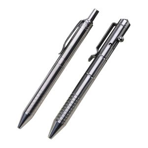 Solid Titanium Alloy Gel Bläck Pen Retro Bolt Action Writing Tool Skolkontor Stationery Supplies 210330