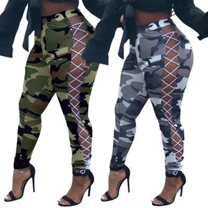 Calças femininas capris gretchen sexy camuflagem calça para as mulheres ocasional oca out grande desgaste em 2021 toursstring atrevido