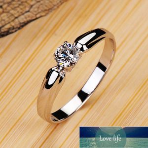 Lyxig kvinnlig liten rund stenring Real 925 Sterling Silver Engagement Ring Crystal Solitaire Bröllop Ringar För Kvinnor Fabrikspris Expert Design Kvalitet Senaste