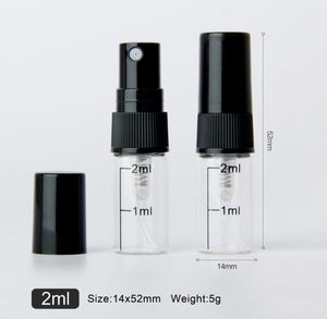 Empty 2ml Atomizer spray bottle transparent mini sample perfume bottles 5000pcs/lot SN6197