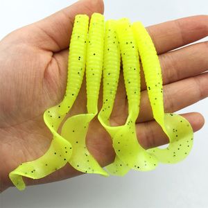 10pcs/bag 7.5cm 3.8g Worm Curly Soft Bait Fishing Lure Jig Wobblers Silicone With Salt Smell Artificial Baits Bass Carp Swimbaits