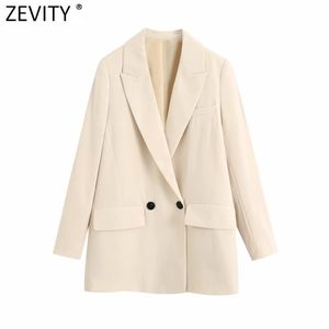 Zevity Women Fashion Notched Collar Solid Casual Blazer Coat Office Ladies Stylish Outwear Suit Chic Business Brand Tops SW710 210930