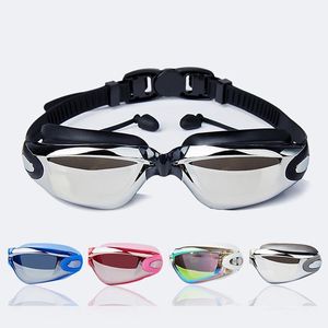 Accessories Swimming Goggles With Earplugs Plated Waterproof Anti-fog Unisex Siamese