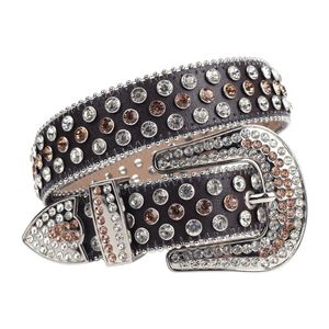 Cinture Moda Vera Pelle Cintura con strass di alta qualità Cintura con borchie di diamanti Bling Donna Uomo Per Jeans Cinturones Para Mujer