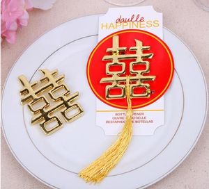 500pcs kinesiska asiatiska teman dubbla lycka flasköppnare bröllopsfest gynnar bröllop giveaways sn2395