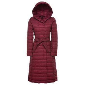 暖かい軽量ダウンジャケットの女性のベルトスリムなミディアムの長い二重抽選ホワイトアヒルのコート女性パーカーの女性のwarewear 210525
