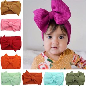 Gratis DHL pasgeboren baby grote bogen hoofdbanden effen kleur zoete schattige haarbanden voor kinderen meisjes headwrap haaraccessoires