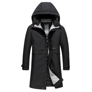 Winter white goose down jacket Men take off the liner Mid-length hooded downs cold and warm jackets