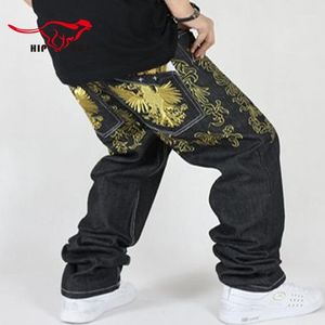 Wholesale-Brand Men Casual Black Clothing Male Hip Hop Baggy Loose Jeans Designer Street Dance Skateboard Denim Pants Plus Size 001