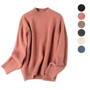 Korean sweaters Knit O neck Warm womens winter thick loose lazy base outer wear pullovers lady oversized 210420