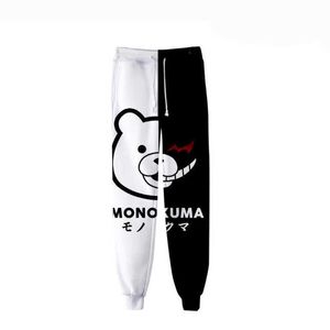 Anime danganronpa monokuma 3d joggare byxor män / kvinnor casual byxor hip hop sweatpants svart vit björn cosplay kostymer y0903