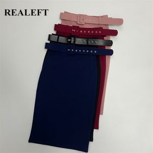 Realft Lato Damskie Seksowne Wrap Spódnice Z Opasiątą Wysoką Talię Eleganckie Kobiet Midi Spódnice Office Sheath Ołówek Spódnice 210730