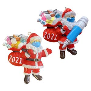 Weihnachtsdekorationen 2021 Santa Claus Anhänger Harz Nette Ornamente für Geschenk und Dekoration