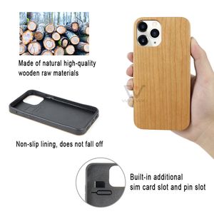 U&I 2023 Popular High Quality Wooden Phone Cases For iPone 11 Pro 12 ProMax 13 Nature Wood Thin And Durable Case Shockproof Engraving Printing Design