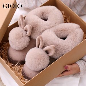 2021 New Fashion Winter Cotton Slippers Rabbit Ear Home Indoor Slippers Winter Warm Womens Shoes Cute Plus Plush sandals Y1120