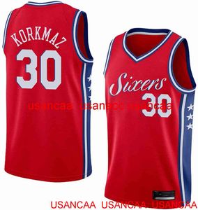 ステッチされた＃30 Furkan Korkma Classic Jersey Jersey Red White Custom Custom Men Women Youth Basketball Jersey XS-5XL 6xl