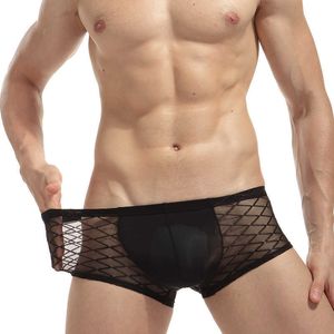 Homens Underwear Sexy Homens Boxer Calças Grande Malha Transparente Noturna Show M415