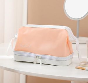 5pcs Stuff Sacks Women PU Large Capacity Double Layer Waterproof Protable Travel Cosmetic Bags Mix Color