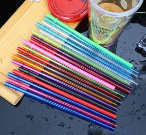 Renkli Kullanımlık Içme Plastik Saman Olarak Içme Payet 230 cm Düz Süt Çay Suyu Toptan