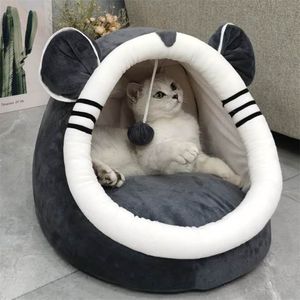 Pet Bed Cat House Luxury Dog Fluffy Cushion Soft Kitten Cave Cat Warm Cozy Bed Velvet Sleeping Mat Winter Cat Accessories 210722