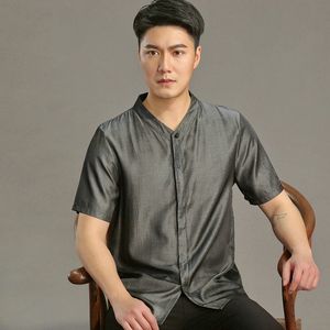 Summer ethnic clothing for men short sleeve V-neck hanfu Chinese traditional comfortable fabric tang suit top Asia vintage costume